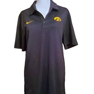 Nike Dri-Fit NCAA Iowa Hawkeyes Black Polo Shirt Unisex Size S College Athletics